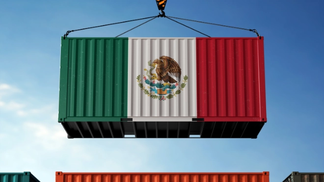 Mexican flag on a container 
