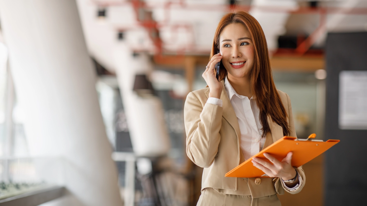 Charming Asian Businesswoman manager smile standing