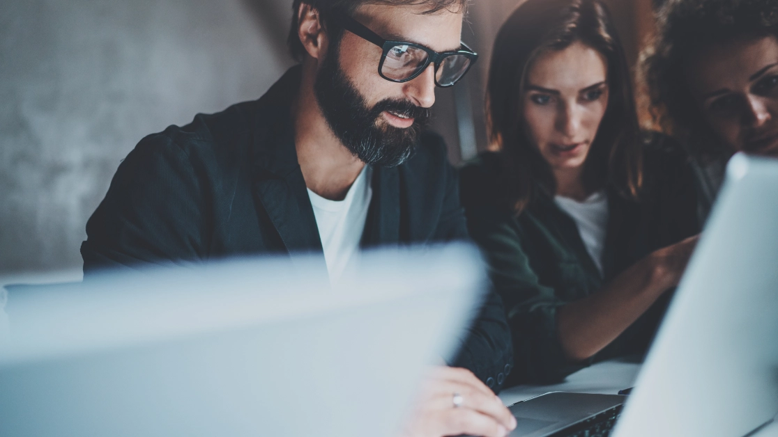 People behind laptop